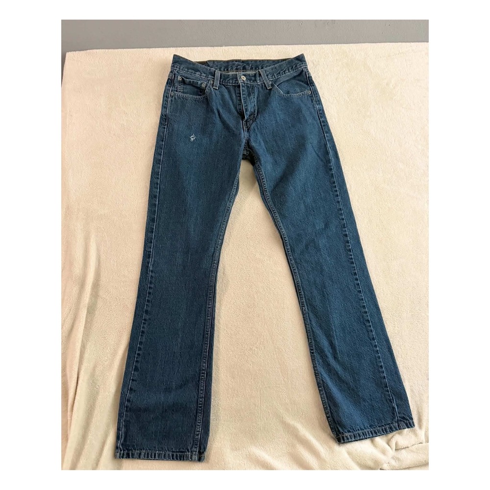 Levi's Mens 33x34 Tag Blue Jeans 527 Slim Bootcut Distressed Denim 05527-0410